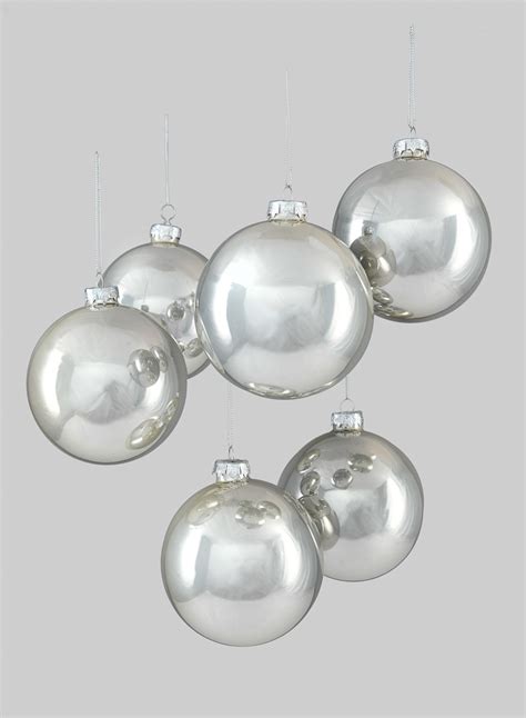 4in Shiny Pearl Glass Ball Ornament Set Of 6