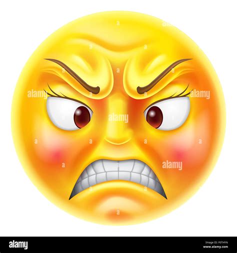 Angry or furious looking red faced emoticon emoji character Stock Photo ...
