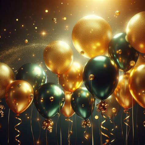 Premium Photo | Black and gold balloons for happy birtday party