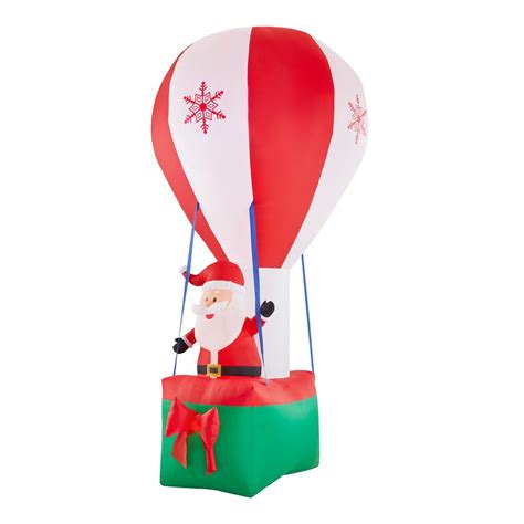 Airblown Ft Inflatable Santa In Hot Air Balloon With Northern Sky Light Show Monsecta Depot