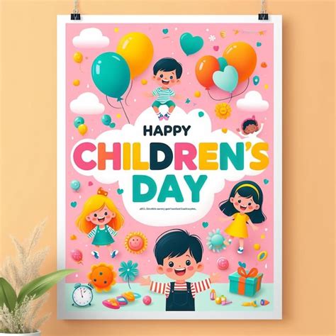 Premium Photo A Poster For Childrens Day Is Written By Children