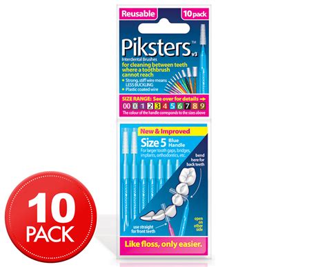 Piksters 10 Pack Interdental Brushes Size 5 Au