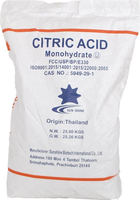 Sun Shine Citric Acid kyselina citronová 25 kg - Zbozi.cz