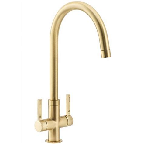 Abode Pico Brushed Brass Twin Lever Kitchen Sink Mixer Tap AT2045