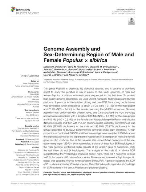 PDF Genome Assembly And Sex Determining Region Of Male And Female
