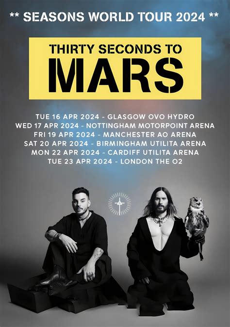 THIRTY SECONDS TO MARS Seasons 2024 UK Tour Poster