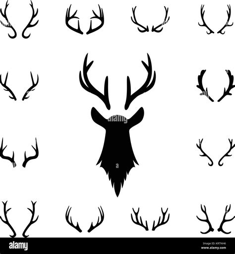 Deer S Head And Antlers Set Design Elements Of Deer Vector Eps8