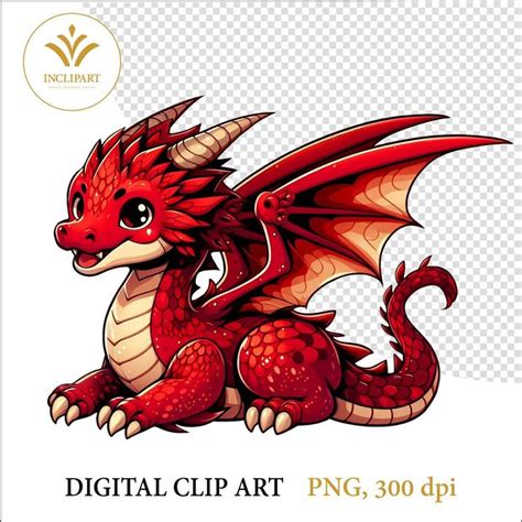 Cute Welsh Dragon Red Little Dragon Png File Sublimation Clip Art