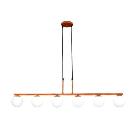 Lustre Pendente Jabuti Six Cor Cobre Globos Branco Fosco Para