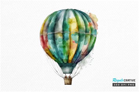 Watercolor Hot Air Balloon Clipart Png Graphic By Regulrcrative Creative Fabrica