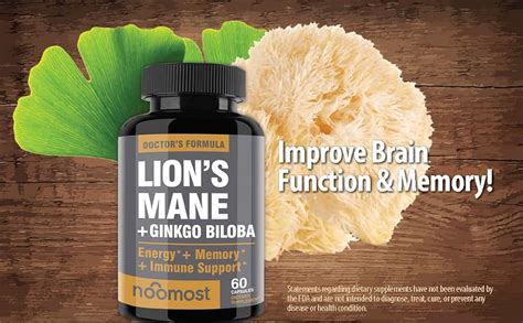 Organic Lions Mane Mushroom Capsules 5400mg, Ginkgo Biloba 120mg - Lion ...