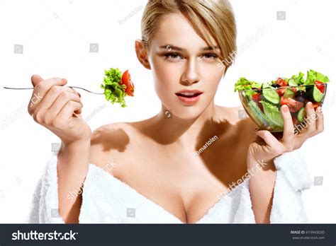 Sexy Blonde Lady Eating Healthy Food Stock Photo Shutterstock