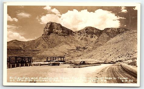 S El Paso Texas El Capitan Guadalupe Peak Carlsbad Us Rppc