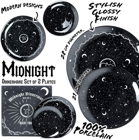Midnight Dinnerware Set Of 2 Plates By Rogue Wolf Black Plate Sets