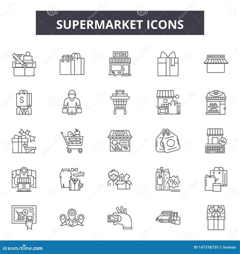 Supermarket Line Icons Signs Vector Set Linear Concept Outline