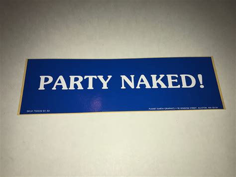 Bumper Stickers Paper Party Supplies Vintage Deadstock Party Naked Bumper Sticker Etna Pe