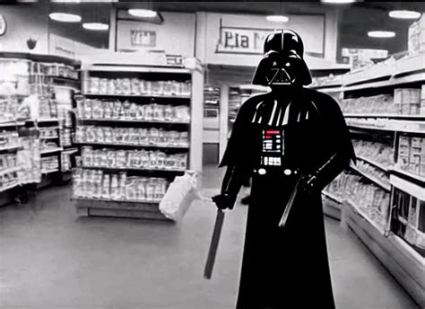 Film Still Of Darth Vader Working As A Clerk In A Stable Diffusion