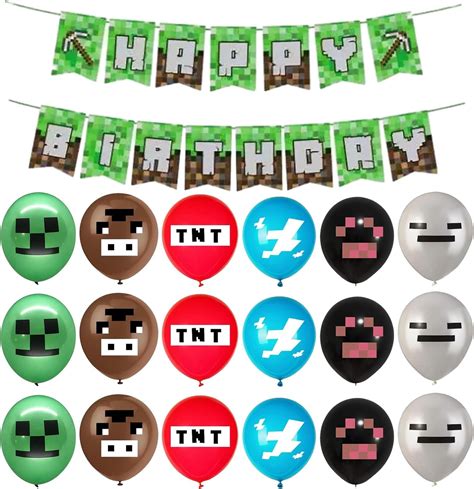 Minecraft Birthday Balloons 18PCS 12 Inch Latex Minecraft Balloons