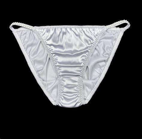 Satin String Bikini Panty Silver Etsy
