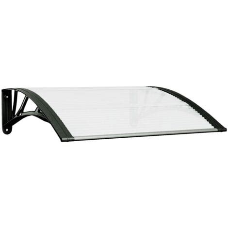 Marquise Auvent De Porte Noir Et Transparent 80x80 Cm Polycarbonate