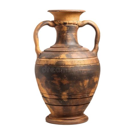 Ancient Greek Clay Amphora Vase Standing On White Background Stock