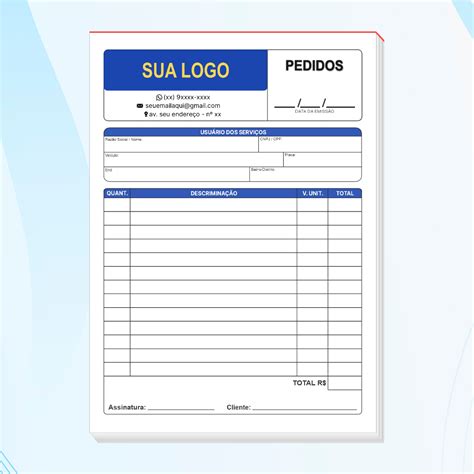 Talão De Nota Fiscal - Talão de Nota Fiscal com Logomarca c/ 100 folhas | Shopee Brasil