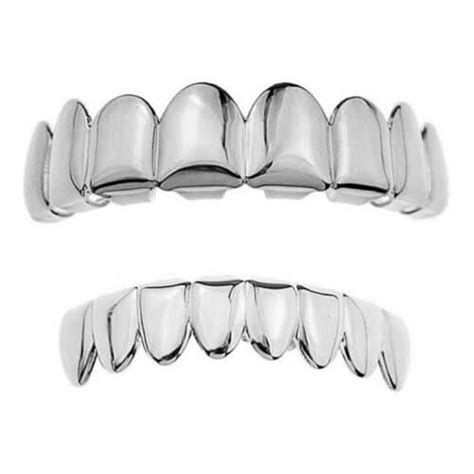 silver teeth grillz   tooth upper  set ice bae bae