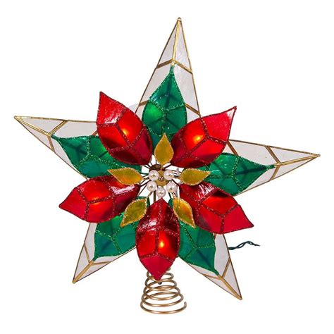 Kurt Adler 10 Light Poinsettia Capiz Star Tree Topper Wayfair