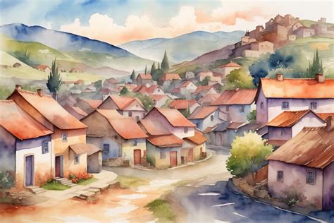 Village Watercolor Landscape Background Graphic by Forhadx5 · Creative ...