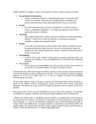 Sabes realmente a los peligros a los que están expuestos tus hijos PDF