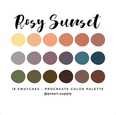 Rosy Sunset Procreate Color Palette Hex Codes Red Orange Etsy