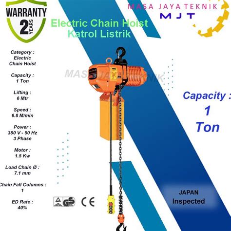 Jual Harga Promo Katrol Electric Chain Hoist 1 Ton X 6 Meter Fujima