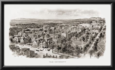 Bird's eye view of Yale University, 1906 - Vintage City Maps