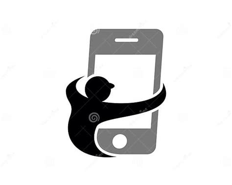 People Watching Phone Logo Icon Template Stock Vector Illustration Of