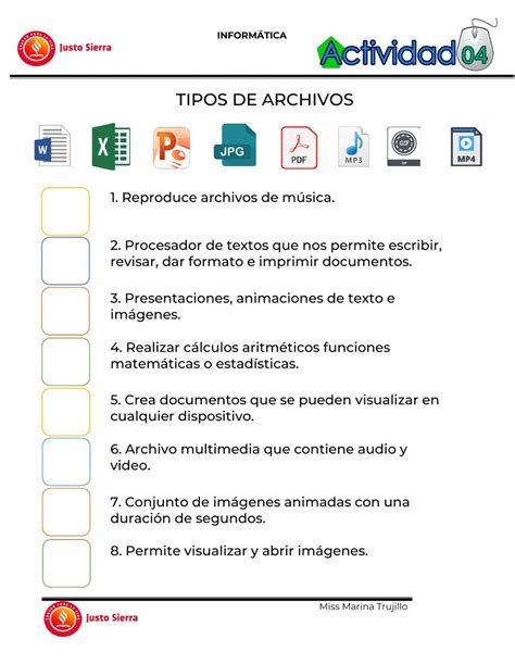 Ejercicio Interactivo De Tipos De Archivos Profesor De Inform Tica