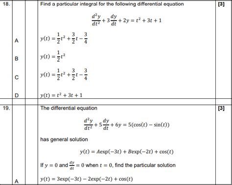 Solved Find A Particular Integral For The Following Chegg