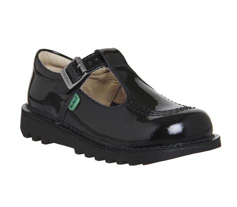 Kickers Kick T Bar Infant Black Patent Unisex