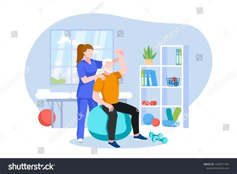 physiotherapist  rehabilitologist doctor rehabilitates elderly