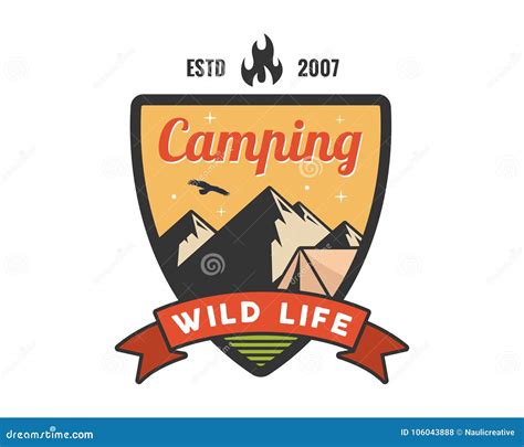 Vintage Wildlife Summer Camp Camping Activities Emblem Badge