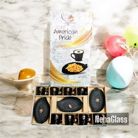 brown ceramic glass gift set  pieces  set  firozabad id