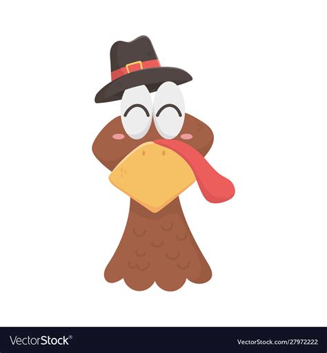 Happy thanksgiving day turkey head with pilgrim Vector Image