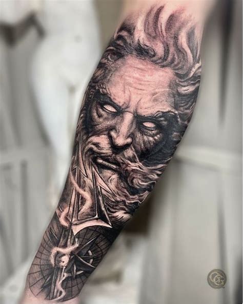 Poseidon God Of The Sea Is The Adorable Tattoo On Forearm