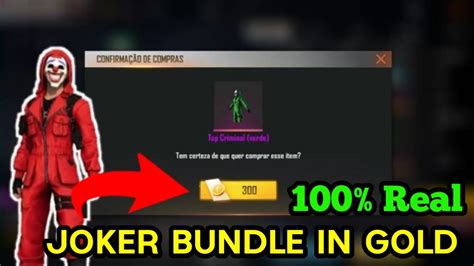 FREE FIRE JOKER BUNDLE IN GOLD 100 REAL FREE FIRE JOKER BUNDLE IN