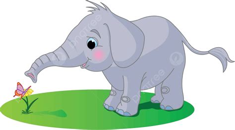 Cute Baby Elephant Illustration Elephant Butterfly Vector Illustration