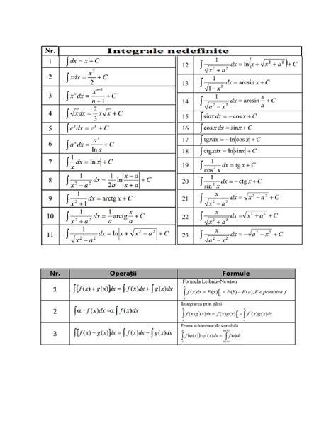 Formule Integrale Nedefinite Pdf