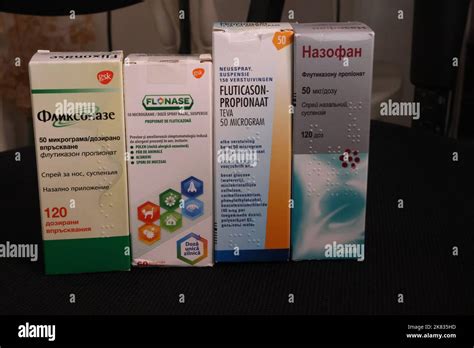 Packages Of Fluticasone Propionate A Glucocorticoid Nasal Spray From