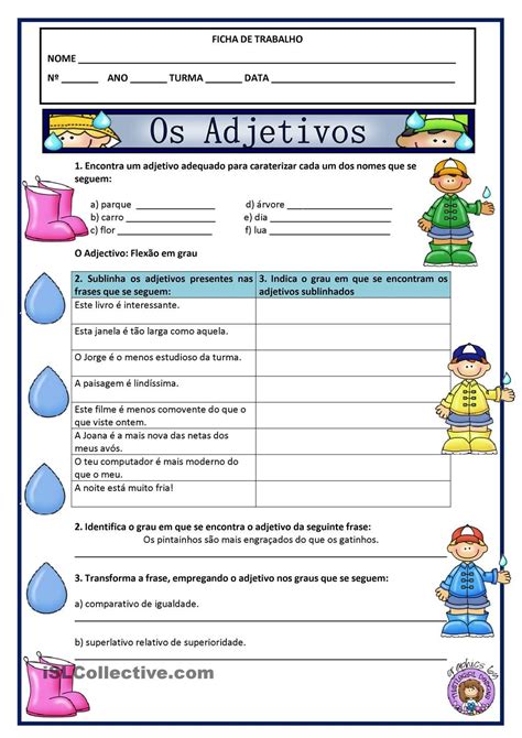Exercícios Sobre Substantivos E Adjetivos Com Gabarito 6 Ano