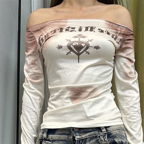 Hot Girl Retro Tie Dye Printed One Shoulder Long Depop