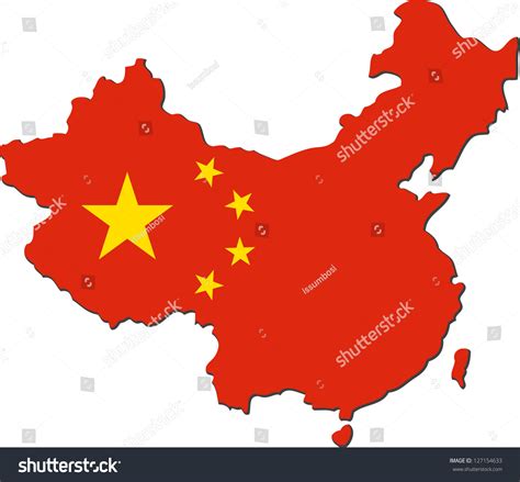 Map China National Flag Isolated On Stock Vector (Royalty Free ...