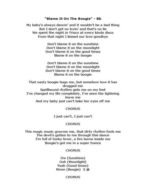 Blame It On The Boogie - Lyrics | PDF
